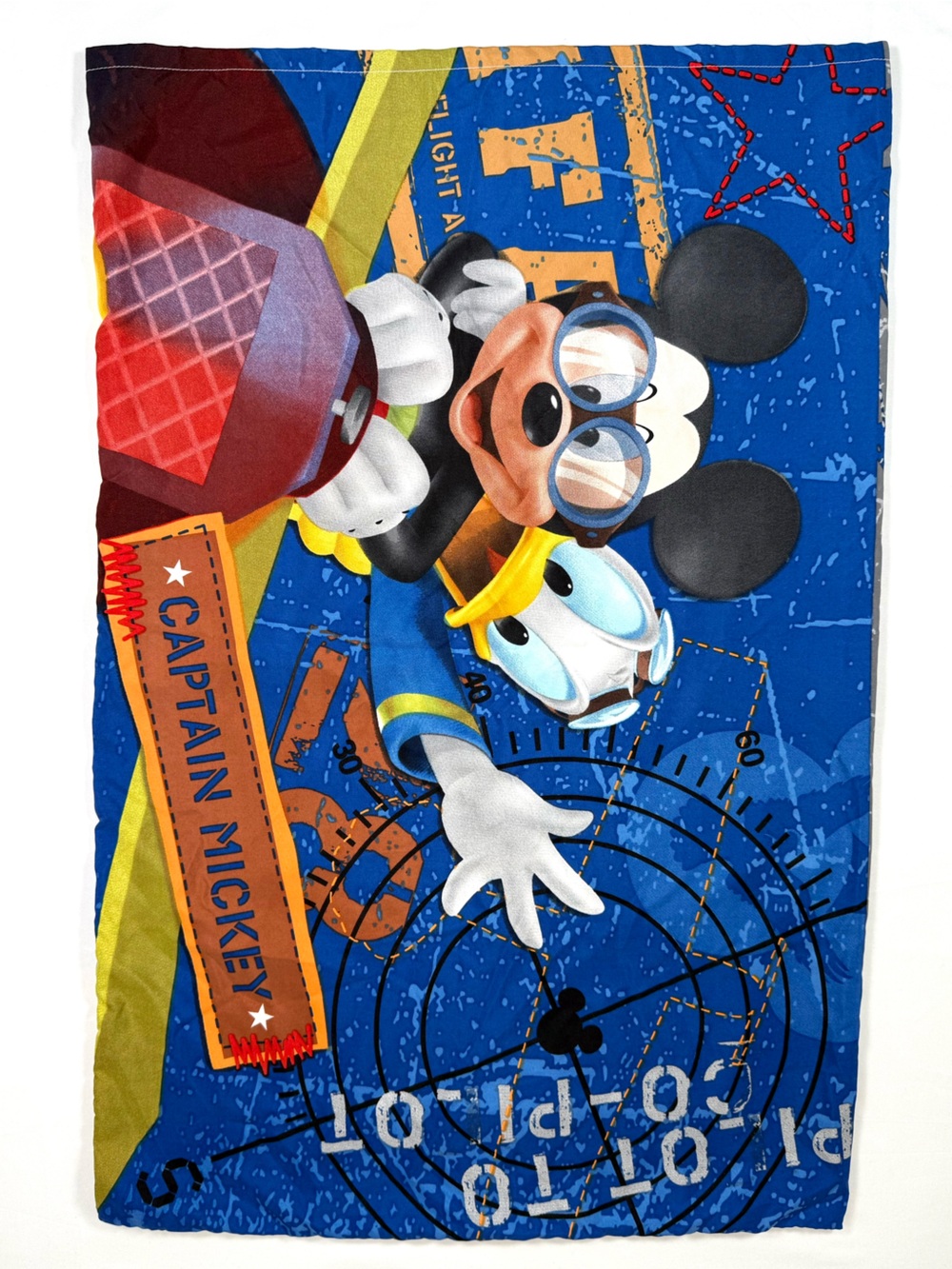 DISNEY Mickey Mouse Donald Duck Flight Academy Pillowcase 20x30 Reversible Decor